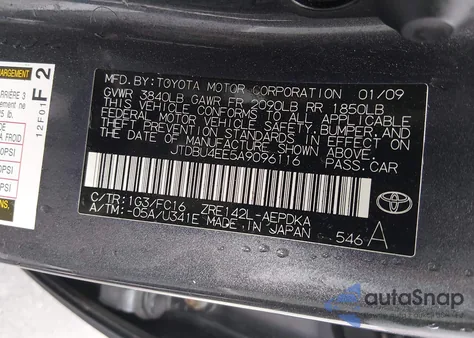 2010 Toyota Corolla Le z USA, uszkodzony, nr VIN JTDBU4EE5A9096116